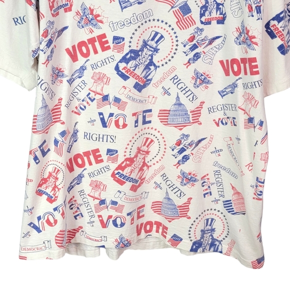 Vote Rights USA Uncle Sam All Over Print AOP Vintage Single Stitched Tee XL - Picture 9 of 16